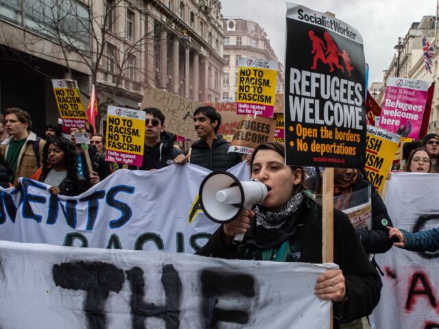 LONDON, ENGLAND - MARCH 18: Students join the protest as The Resist Racism demonstration p