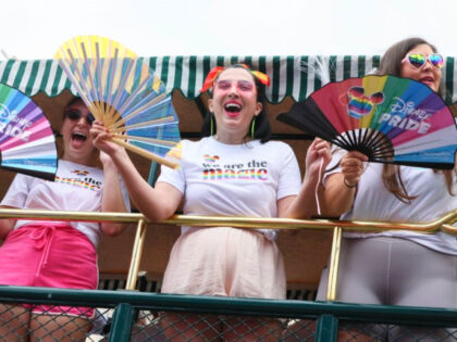 Disney employees are seen at the 2023 LA Pride Parade on June 11, 2023 in Hollywood, California. (Photo by Rodin Eckenroth/Getty Images)