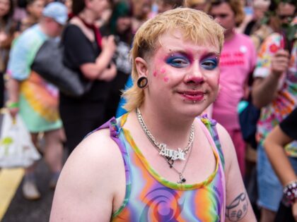 LONDON, UNITED KINGDOM - 2023/07/08: A protestor poses during the London Trans+ Pride Prot