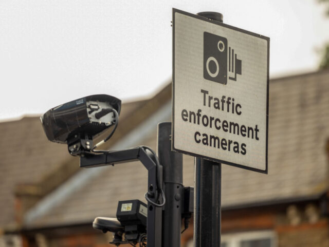 A camera used to enforce London's Ultra Low Emission Zone in Thornton Heath, Greater
