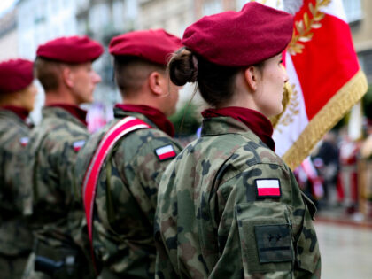 KRAKOW, POLAND - AUGUST 1: Soldiers of the Polish Army on Matejki Square during the 79th a