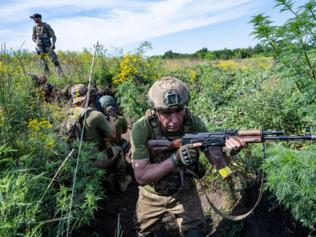 UNSPECIFIED, UKRAINE - JULY 31: Ukrainian soldiers of the 128th Brigade of the Territorial