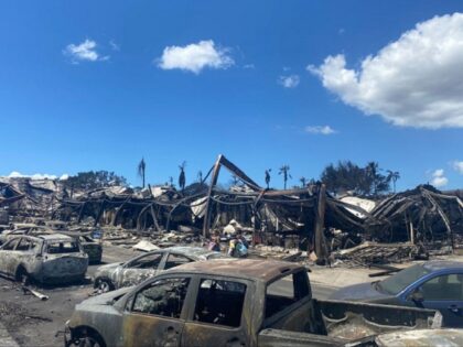 TOPSHOT - Burned cars, destroyed buildings and homes are pictured in the aftermath of a wildfire in Lahaina, western Maui, Hawaii on August 11, 2023. A wildfire that left Lahaina in charred ruins has killed at least 55 people, authorities said on August 10, making it one of the deadliest …