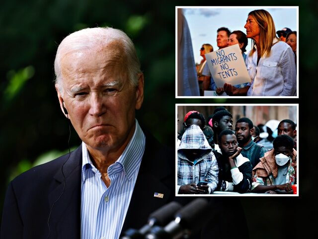 US President Joe Biden at a news conference during a trilateral summit at Camp David, Mary