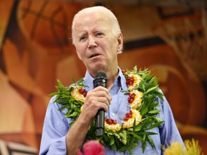 US President Joe Biden speaks during a community engagement event at the Lahaina Civic Cen