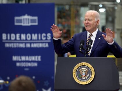 EV - MILWAUKEE, WISCONSIN - AUGUST 15: U.S. President Joe Biden speaks to guests at Ingeteam Inc., an electrical equipment manufacturer, on August 15, 2023 in Milwaukee, Wisconsin. Biden used the opportunity to speak about his "Bidenomics" economic plan on the one-year anniversary of the Inflation Reduction Act of 2022. …