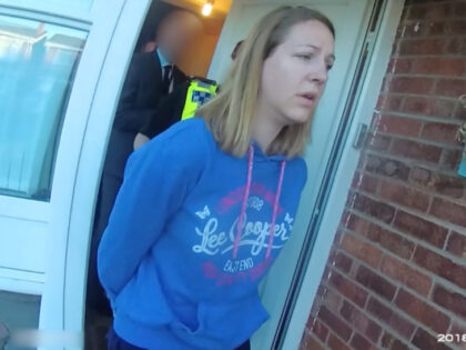 CHESTER, ENGLAND - JULY 3: In this frame from a police body-camera video provided by Cheshire Constabulary, Lucy Letby is arrested on July 3, 2018 in Chester, England. Letby, a former nurse at Countess of Cheshire Hospital, was convicted on August 18, 2023 of murdering seven babies, and attempting to …