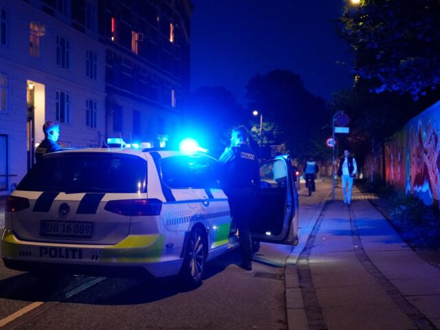 Police secures the area outside Freetown Christiania in Copenhagen, on August 26, 2023. Ch