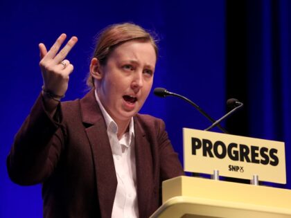 Mhairi Black MP addresses delegates at the Scottish National Party conference at the SEC Centre in Glasgow. (Photo by Jane Barlow/PA Images via Getty Images)