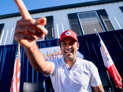 US entrepreneur and 2024 Presidential hopeful Vivek Ramaswamy greets attendees after his Fair Side Chat with Governor Kim Reynolds, at the Iowa State Fair in Des Moines, Iowa, on August 12, 2023. (Photo by Stefani Reynolds / AFP) (Photo by STEFANI REYNOLDS/AFP via Getty Images)