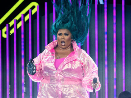 SOMERSET - JUNE 24: Lizzo performs on the Pyramid Stage on Day 4 of Glastonbury Festival 2023 on June 24, 2023 in Somerset, United Kingdom. (Photo by Samir Hussein/WireImage)