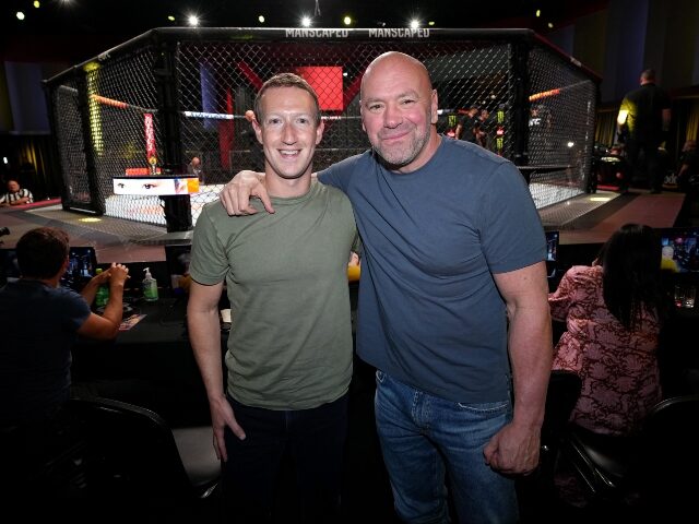 Mark Zuckerberg and Dana White in front of cage