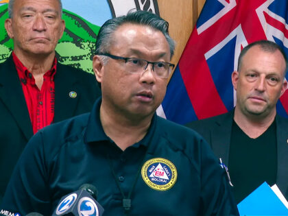 In this image taken from video, Maui Emergency Management Agency Administrator Herman Anda