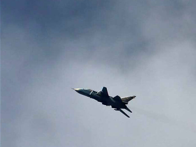 A picture taken on February 20, 2018 shows a Russian-made Syrian air force MiG-23 fighter