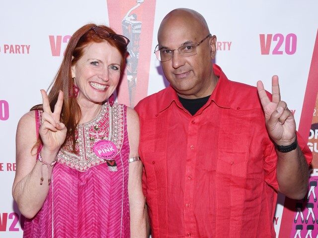 Neville Roy Singham and wife Jodie Evans, founder of Code Pink NEW YORK, NY - FEBRUARY 14: Founder of CODEPINK, Jodie Evans (L) and founder of ThoughtWor