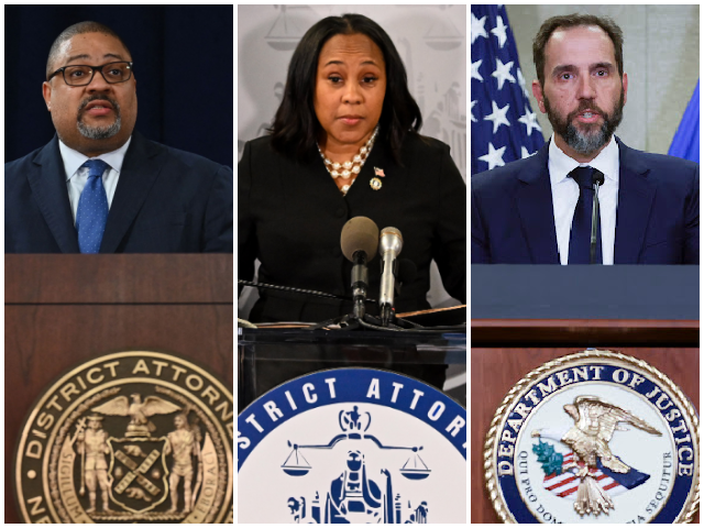 From left to right: Manhattan District Attorney Alvin Bragg, Fulton County District Attorney Fani Willis, and Special Counsel Jack Smith. (Photos: Angela Weiss, Joe Raedle, Alex Wong/Getty Images)