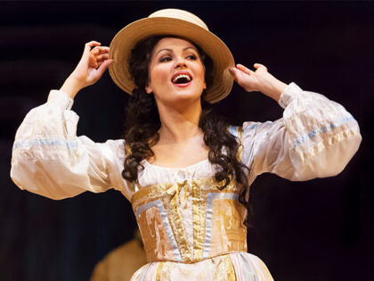 Russian soprano Anna Netrebko (as 'Adina') performs during the final dress rehearsal of Act 2 of the Metropolitan Opera/John Copley production of 'L'Elisir d'Amore' (by Gaetano Donizetti) at Lincoln Center's Metropolitan Opera House, New York, New York, April 2, 2007. The performance was part of 'Anna & Rolando Celebrate the …