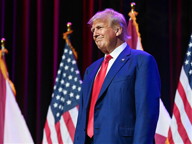 MONTGOMERY, ALABAMA - AUGUST 4: Former U.S. President Donald Trump looks on during the Ala