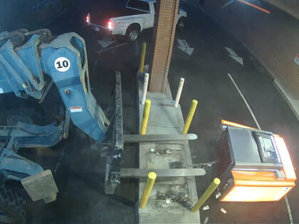 Thieves apparently used a forklift on Wednesday to make off with an ATM in Sacramento, California.