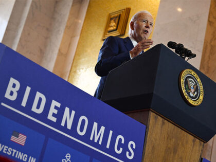 President Joe Biden speaks about the economy at the Old Post Office in Chicago, Illinois, on June 28, 2023. Biden is gambling his 2024 re-election on a continued strong US economy and manufacturing resurgence with the speech launching his newly branded "Bidenomics." (ANDREW CABALLERO-REYNOLDS/AFP via Getty Images)