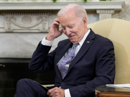 WASHINGTON, DC - APRIL 20: U.S. President Joe Biden meets with Colombian President Gustavo Petro in the Oval Office of the White House April 20, 2023 in Washington, DC. Their meeting is expected to cover a range of topics; including migration, climate change and efforts to counter drug trafficking. (Photo …