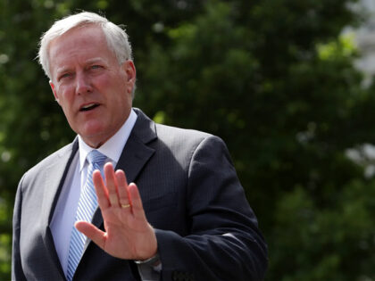 WASHINGTON, DC - AUGUST 28: White House Chief of Staff Mark Meadows speaks to members of t