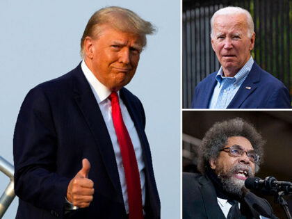 Harvard Professor Cornel West speaks at a campaign rally for Democratic presidential candi