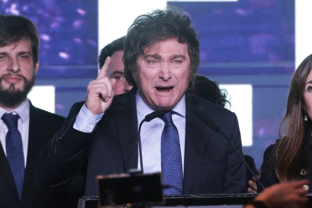 Argentine far-right and presidential candidate Javier Milei took the top spot at about 32