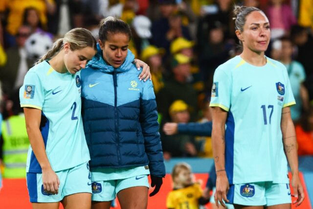 Australia players react to their defeat in the third-place playoff