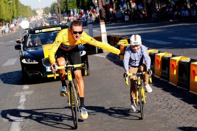 Ben Wiggins on the Champs Elyszees with his father Bradley in 2012