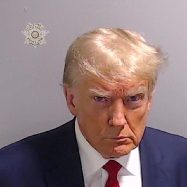 The booking photo of former president Donald Trump released by the Fulton County Sheriff's