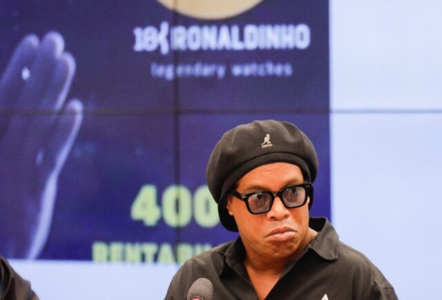 Brazilian ex-footballer Ronaldinho testifies before a congressional hearing on an alleged