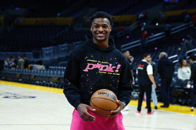 Bronny James, son of NBA star LeBron James, at Crypto.com Arena in May of 2023