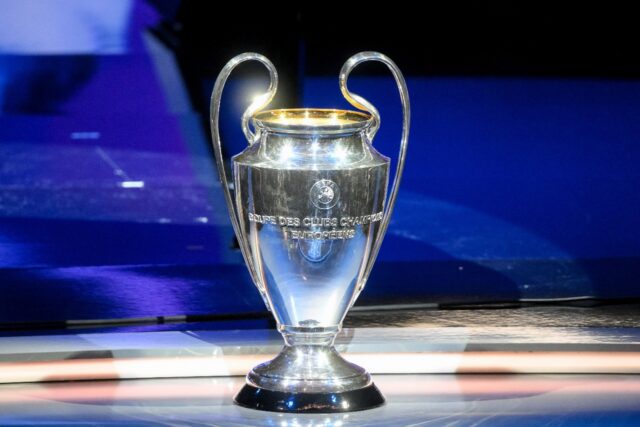 The Champions League trophy on display in Monaco on Thursday