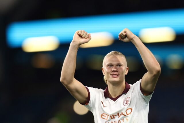 Double trouble: Erling Haaland scored twice in Manchester City's 3-0 win at Burnley