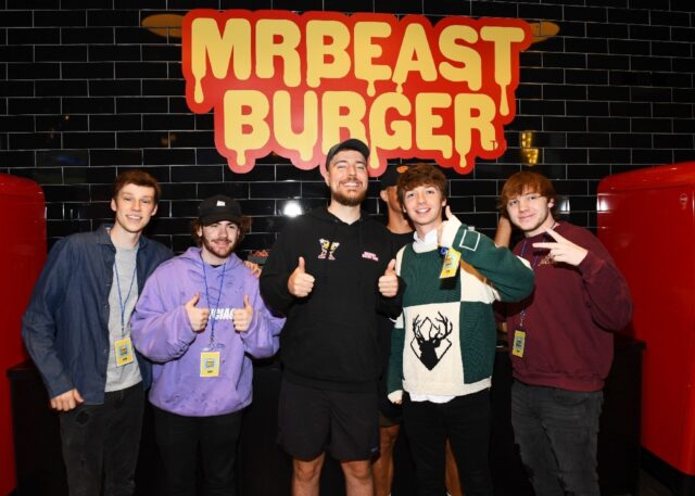 More garlic powder? Influencer Jimmy Donaldson (centre) has built a global MrBeast Burger