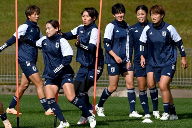 Japan players training in Auckland on Thursday ahead of their Women's World Cup quarter-fi