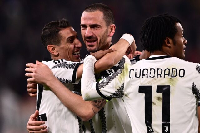Leonardo Bonucci (C) has won eight league titles with Juventus