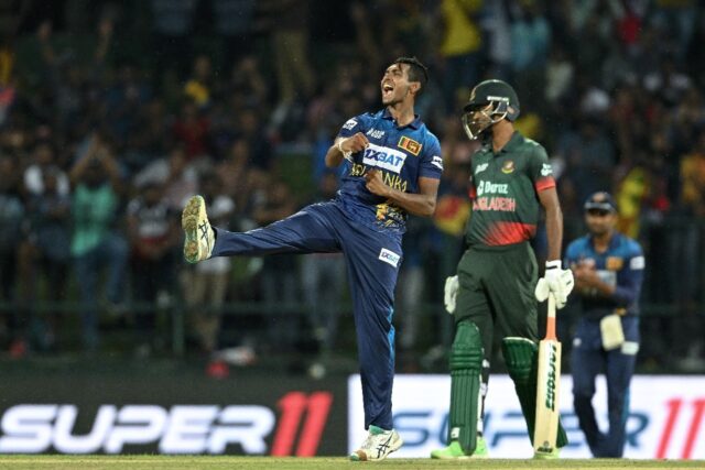 Matheesha Pathirana took 4-32 to dismiss Bangladesh in 42.4 overs