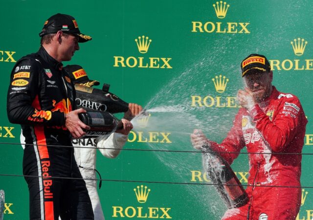Max Verstappen (left) has Sebastian Vettel's (right) record in his sights