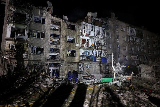 Two missiles damaged residential buildings, a hotel, catering establishments, shops and ad