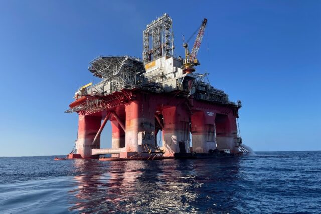 A picture released by France's TotalEnergies shows the drilling rig Transocean Barents whi