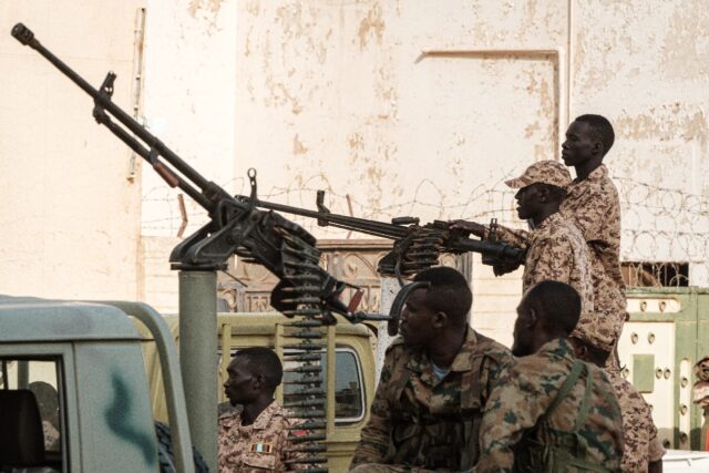 Rapid Support Forces man a machine gun in Khartoum in 2019 -- the paramilitaries now at wa