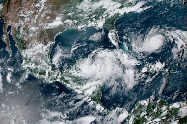 Tropical Storm Idalia is seen off the coast of Mexico in an image obtained from the Nation