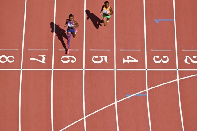 USA's Sha'Carri Richardson set out on her bid for a world sprint double with the fastest t