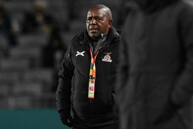 Zambia's coach Bruce Mwape looks on during the 2023 Women's World Cup Group C football mat