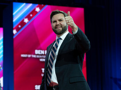 Sen. J.D. Vance, R-Ohio, gestures to the crowd during the Conservative Political Action Conference, CPAC 2023, at the National Harbor, in Oxon Hill, Md., Thursday, March 2, 2023. (AP Photo/Jose Luis Magana)