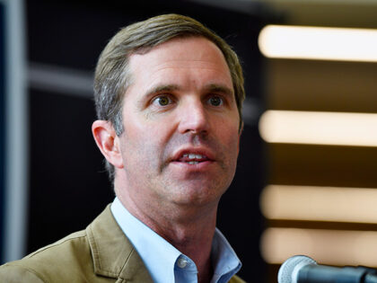 Kentucky Gov. and Democratic candidate for re-election Andy Beshear speaks to supporters d