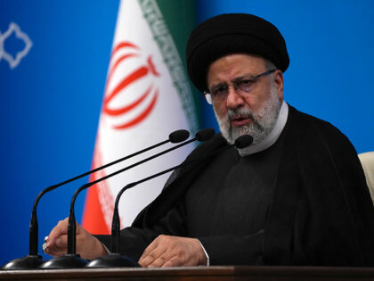 Iranian President Ebrahim Raisi speaks during a press conference in Tehran, Iran, Tuesday,