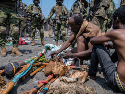 Arrested members of the Wazalendo sect are sat and lined up in Goma, Democratic Republic of the Congo, Wednesday, Aug. 30, 2023. More than 40 people died and dozens were injured in clashes in the Congolese city of Goma between protesters from the Wazalendo religious sect and the armed forces, …